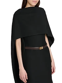 Capelette Belted Midi-Dress