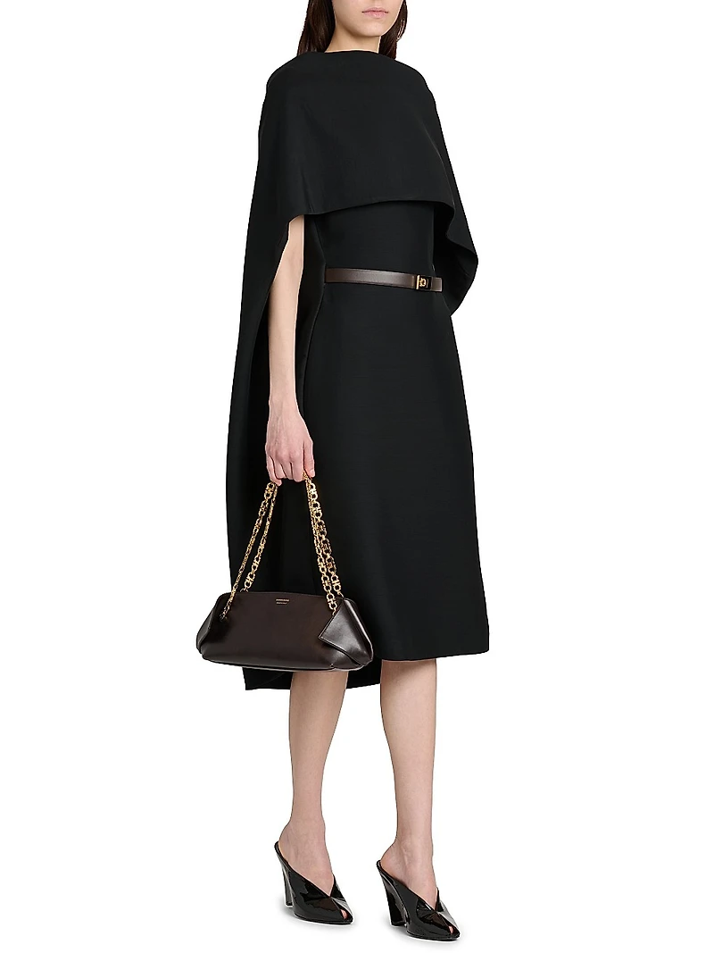 Capelette Belted Midi-Dress