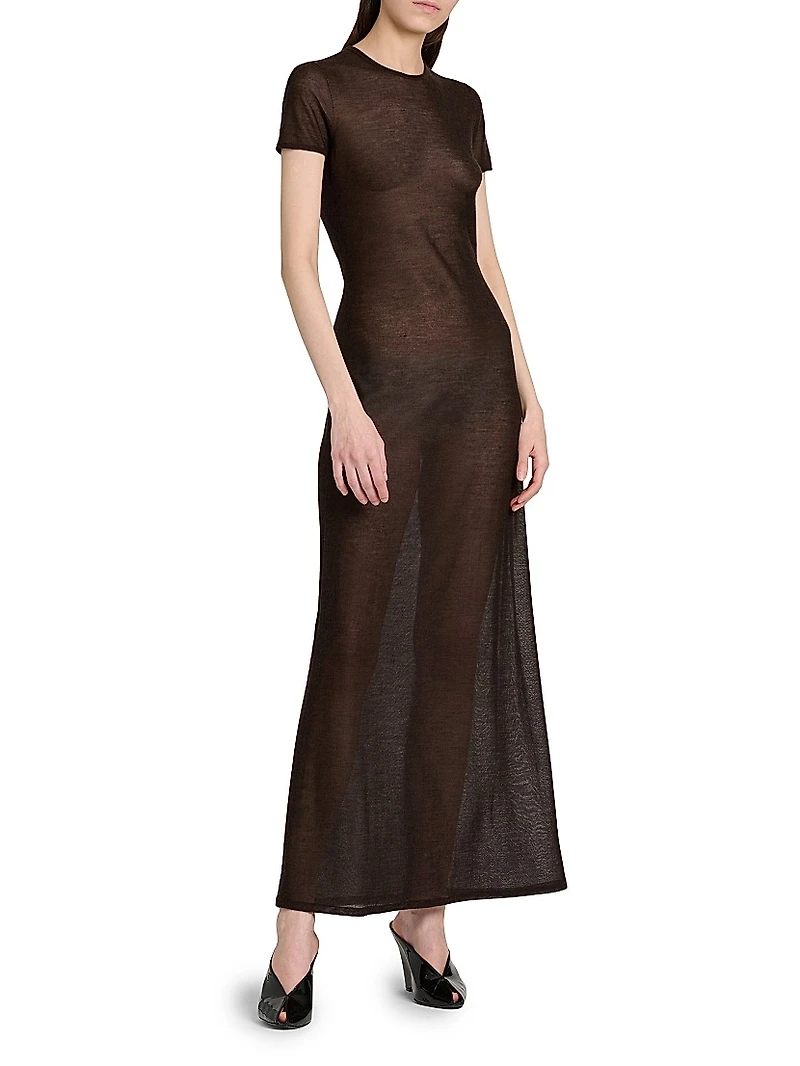 Fitted Semi-Sheer T-Shirt Dress