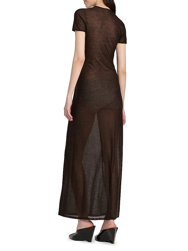 Fitted Semi-Sheer T-Shirt Dress