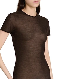 Fitted Semi-Sheer T-Shirt Dress