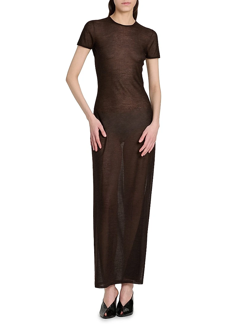 Fitted Semi-Sheer T-Shirt Dress