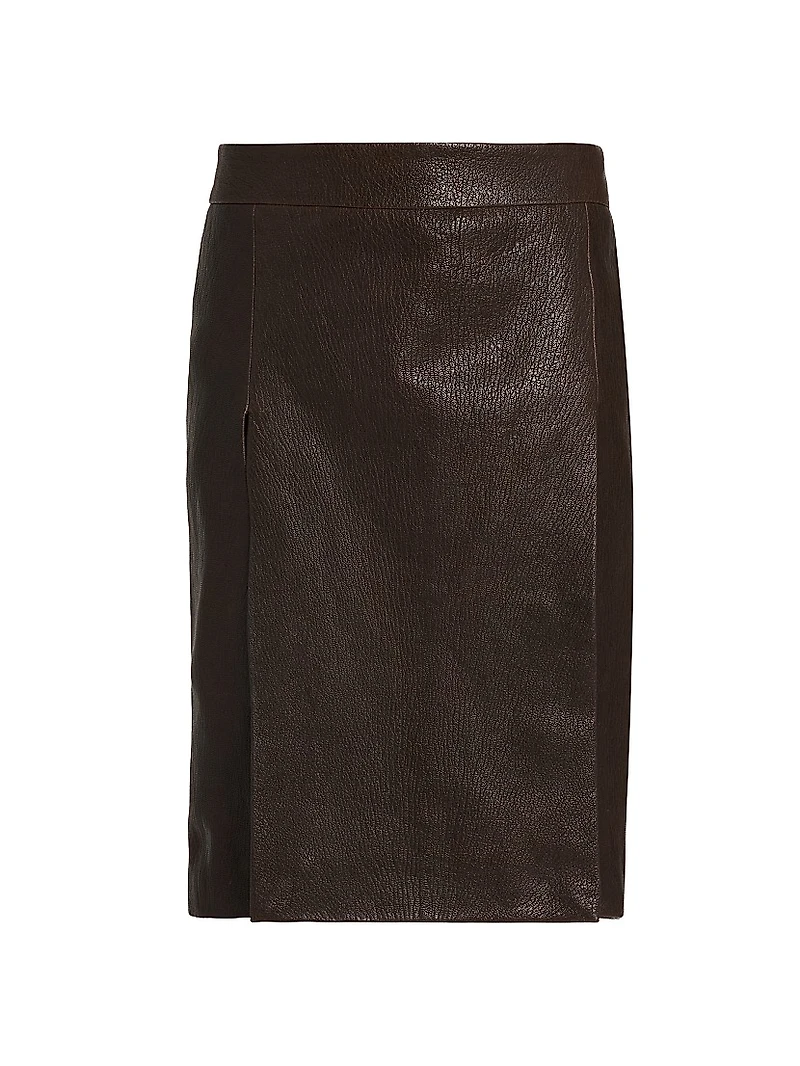 Pebbled Leather Pencil Skirt
