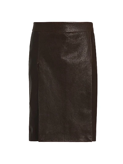 Pebbled Leather Pencil Skirt