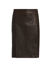 Pebbled Leather Pencil Skirt