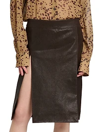 Pebbled Leather Pencil Skirt