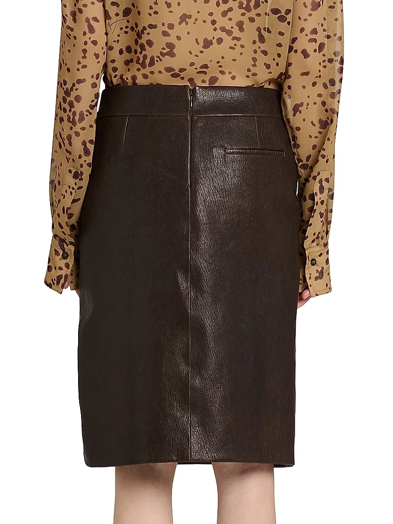 Pebbled Leather Pencil Skirt