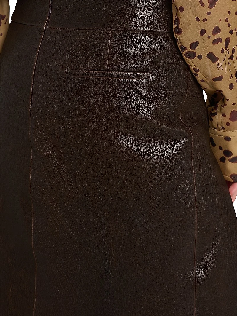 Pebbled Leather Pencil Skirt