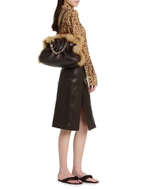 Pebbled Leather Pencil Skirt