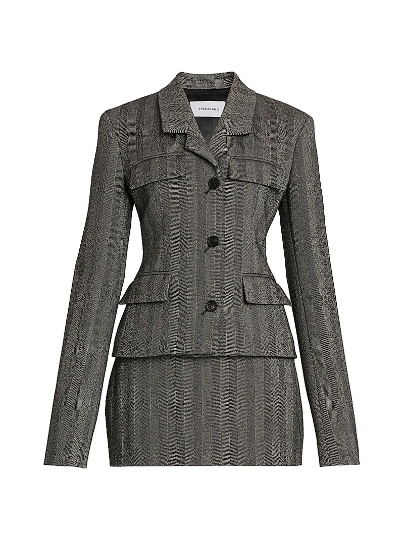Striped Wool Single-Breasted Blazer