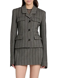 Striped Wool Single-Breasted Blazer