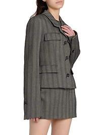 Striped Wool Single-Breasted Blazer