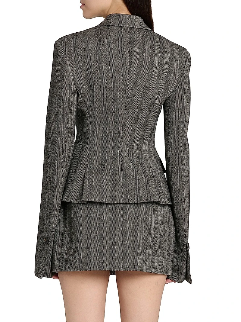 Striped Wool Single-Breasted Blazer