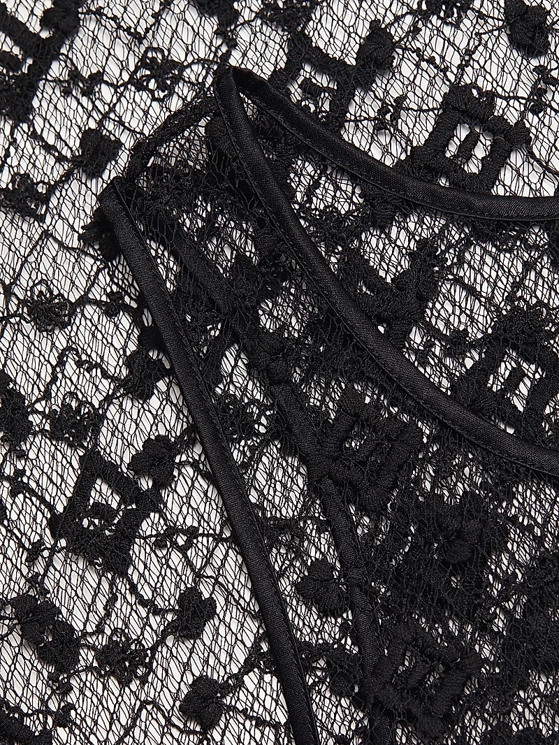 Diamond-Embroidered Sheer Midi-Dress