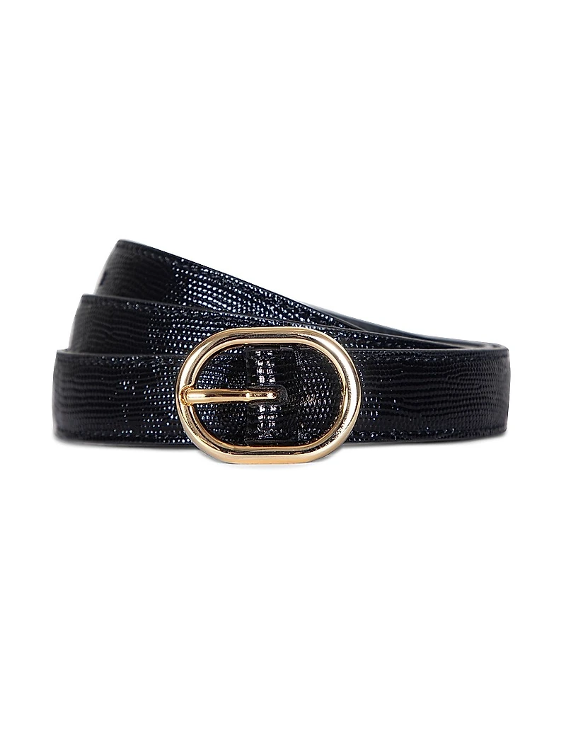 Stitched Glazed Leather Belt