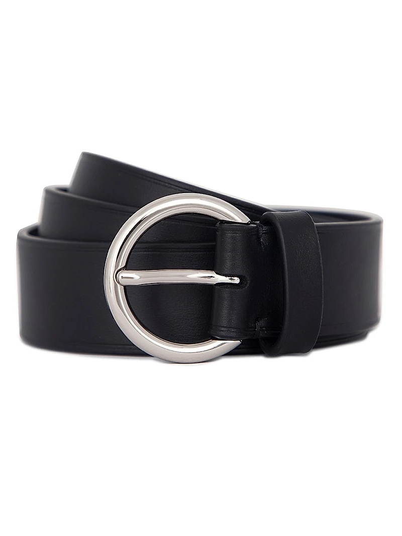Flat Leather Ring Buckle Belt
