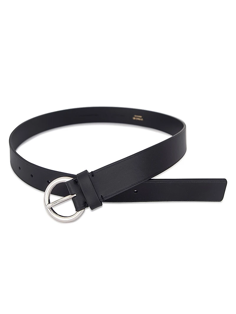 Flat Leather Ring Buckle Belt