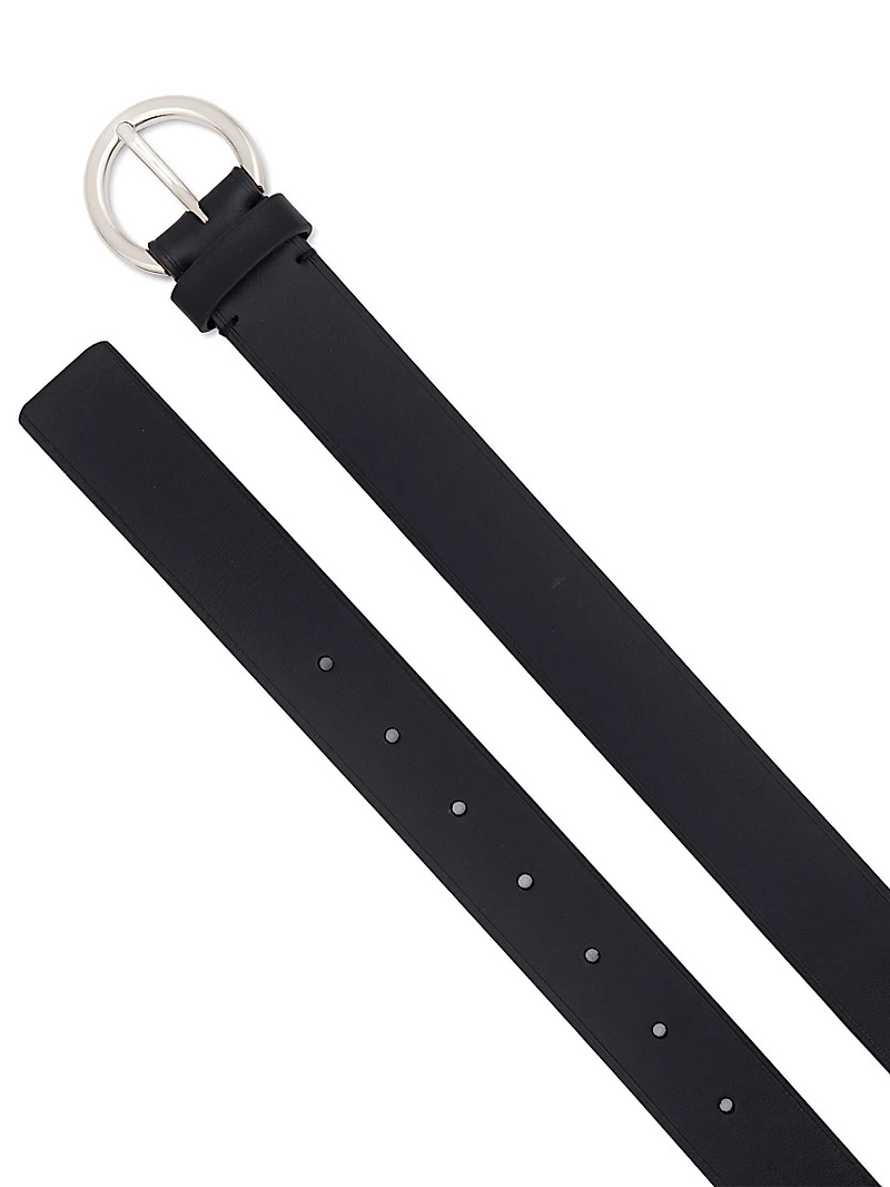 Flat Leather Ring Buckle Belt