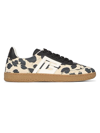 Swan Leopard-Print Leather Sneakers