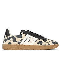 Swan Leopard-Print Leather Sneakers