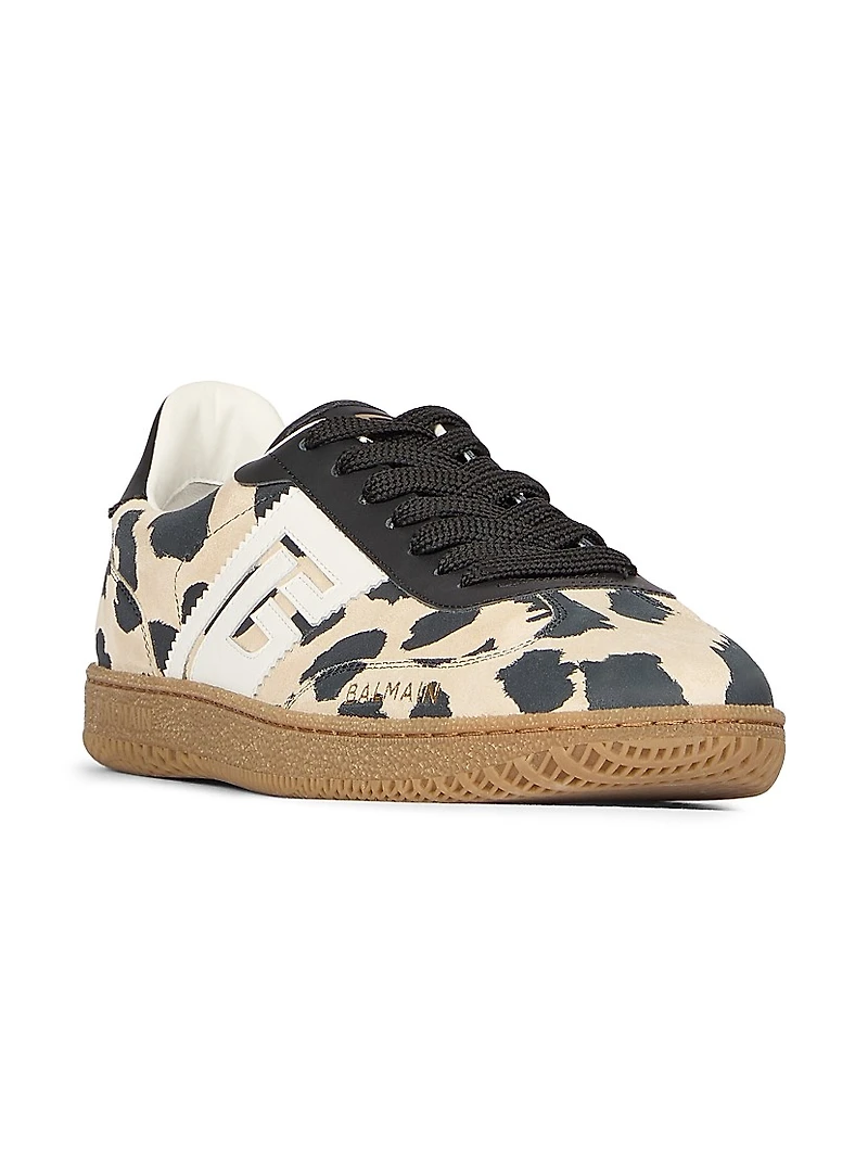 Swan Leopard-Print Leather Sneakers