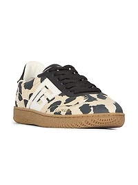 Swan Leopard-Print Leather Sneakers