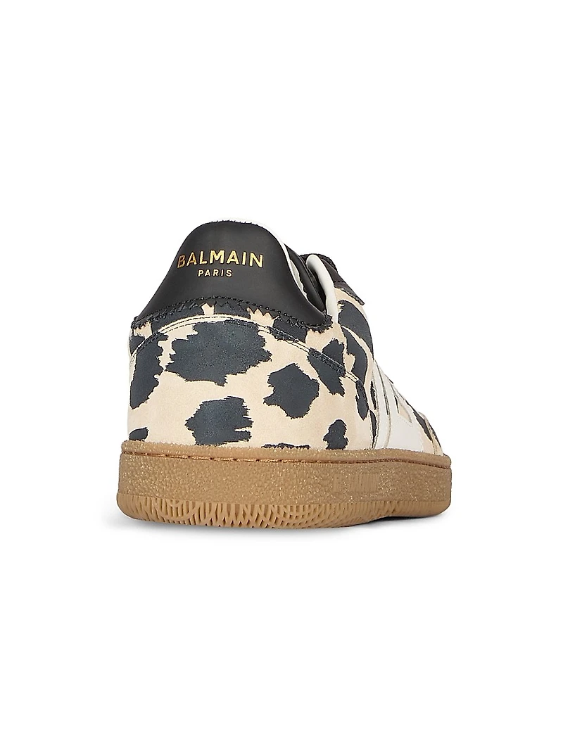 Swan Leopard-Print Leather Sneakers