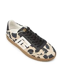 Swan Leopard-Print Leather Sneakers