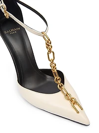 Sync 95MM Chain-Link & Leather T-Strap Pumps