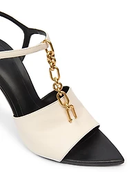 95MM Chain-Link & Leather T-Strap Sandals