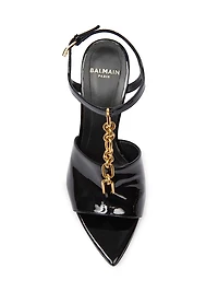 95MM Chain-Link & Patent Leather T-Strap Sandals