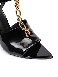 95MM Chain-Link & Patent Leather T-Strap Sandals