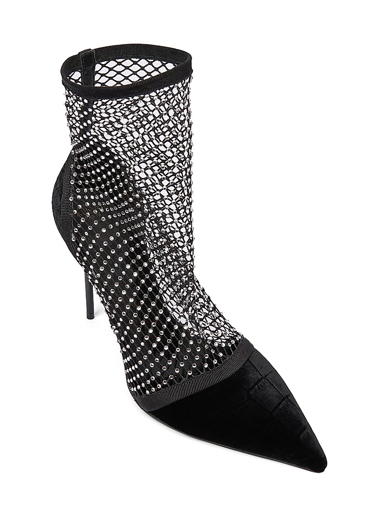 95MM Mesh & Velvet Ankle Boots