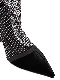 95MM Mesh & Velvet Ankle Boots