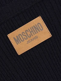 Denim Patch Rib-Knit Long-Sleeve Sweater