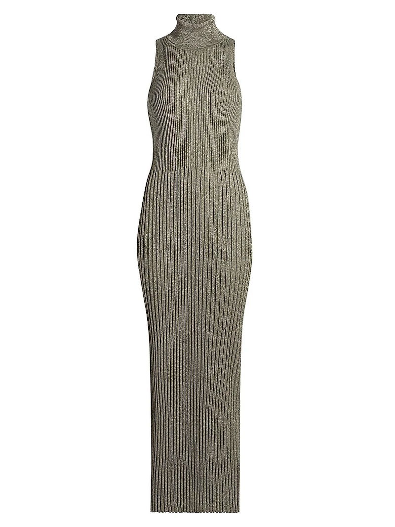 Rib-Knit Turtleneck Body-Con Dress