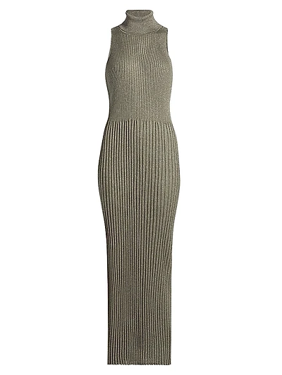 Rib-Knit Turtleneck Body-Con Dress
