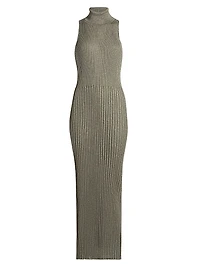 Rib-Knit Turtleneck Body-Con Dress