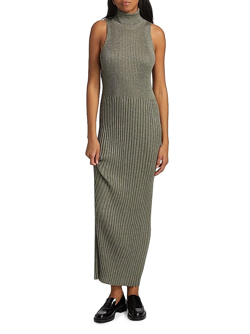 Rib-Knit Turtleneck Body-Con Dress