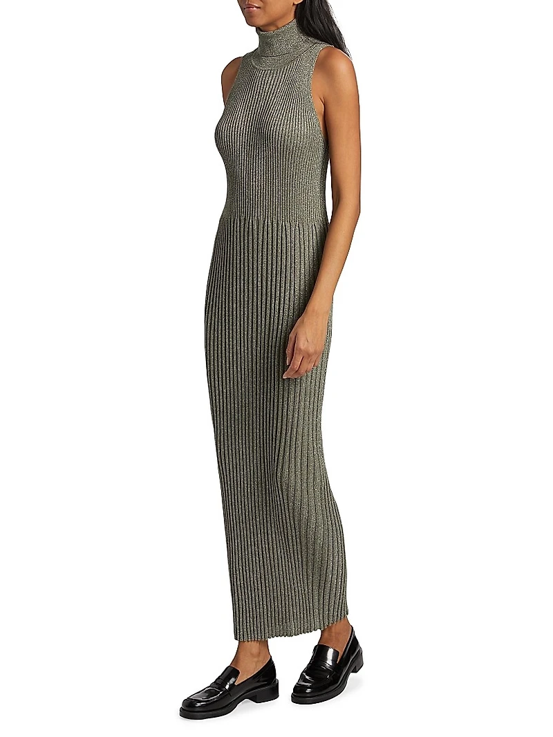 Rib-Knit Turtleneck Body-Con Dress