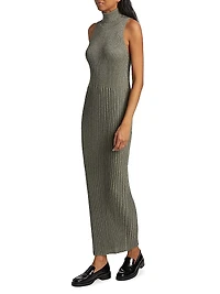 Rib-Knit Turtleneck Body-Con Dress