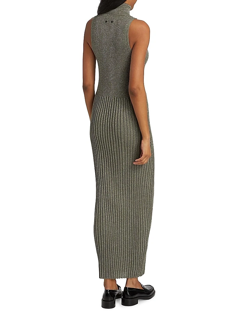 Rib-Knit Turtleneck Body-Con Dress