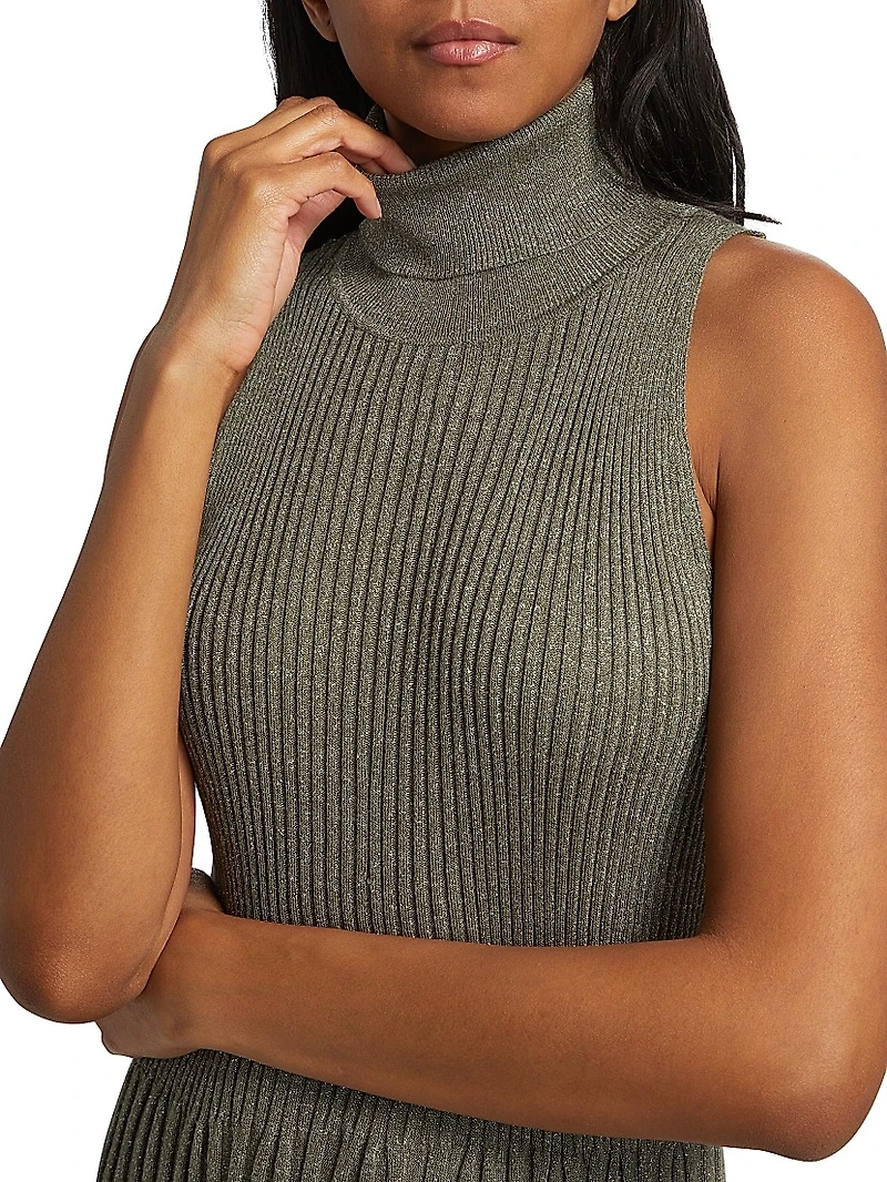 Rib-Knit Turtleneck Body-Con Dress