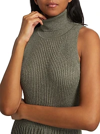 Rib-Knit Turtleneck Body-Con Dress