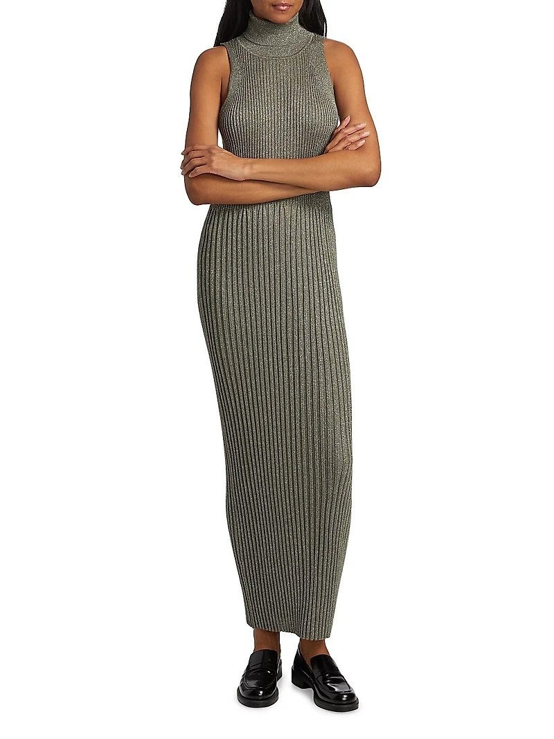 Rib-Knit Turtleneck Body-Con Dress