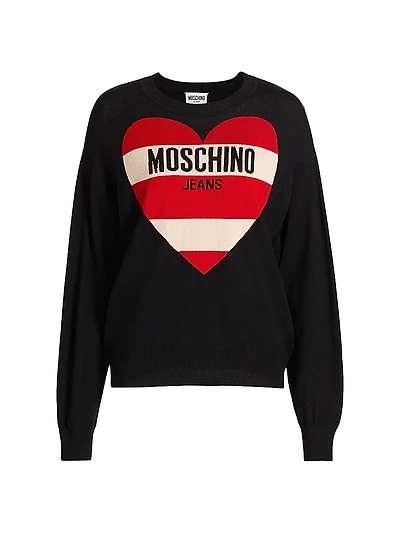 Striped Heart Logo Sweater