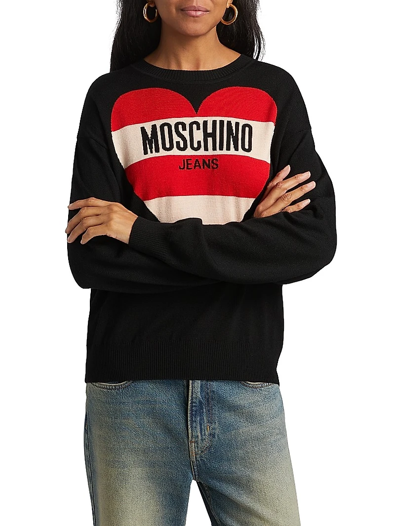 Striped Heart Logo Sweater