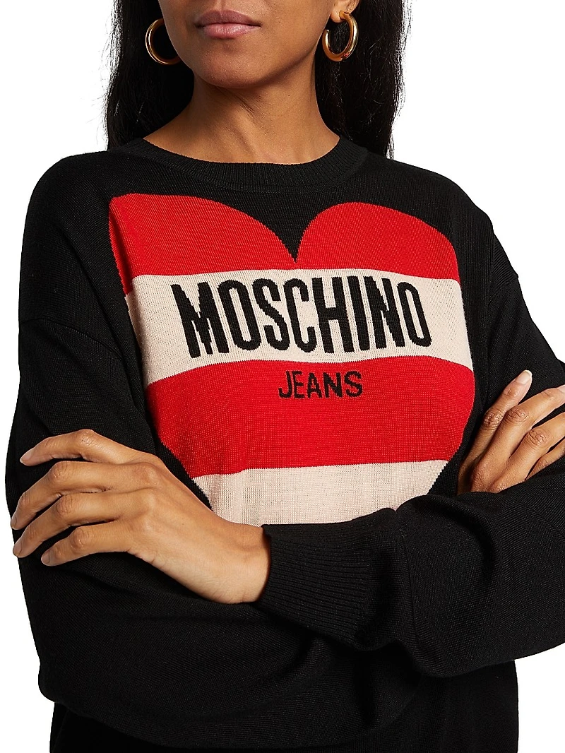 Striped Heart Logo Sweater