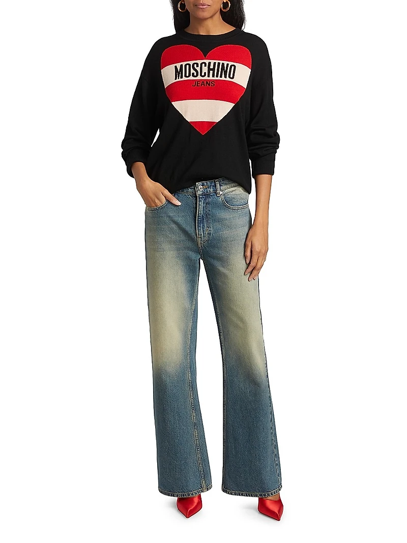 Striped Heart Logo Sweater