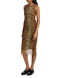 Tiger Stripe Sheer Body-Con Dress